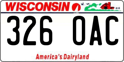 WI license plate 326OAC