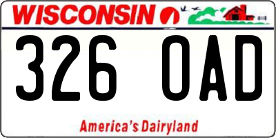 WI license plate 326OAD
