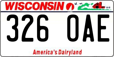 WI license plate 326OAE