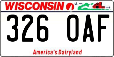 WI license plate 326OAF