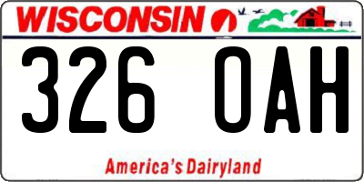 WI license plate 326OAH