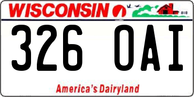WI license plate 326OAI