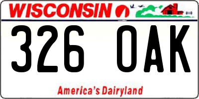 WI license plate 326OAK
