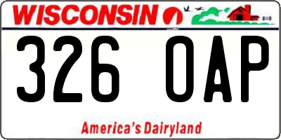 WI license plate 326OAP