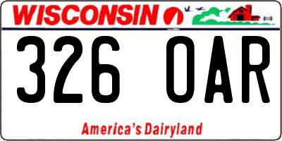 WI license plate 326OAR
