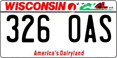 WI license plate 326OAS