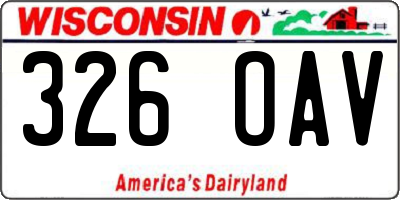 WI license plate 326OAV