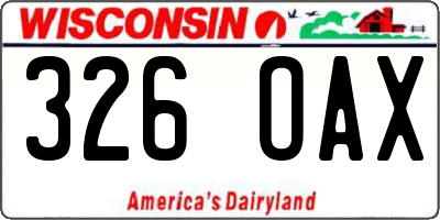 WI license plate 326OAX
