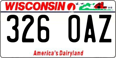 WI license plate 326OAZ