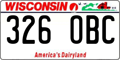 WI license plate 326OBC