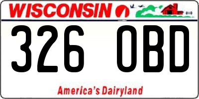 WI license plate 326OBD