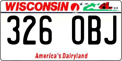 WI license plate 326OBJ