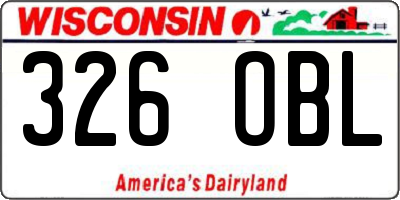WI license plate 326OBL