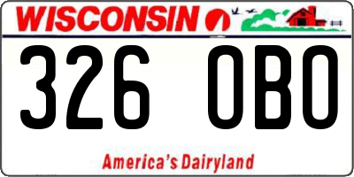 WI license plate 326OBO