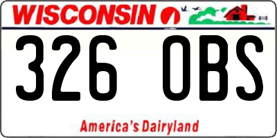 WI license plate 326OBS