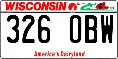 WI license plate 326OBW
