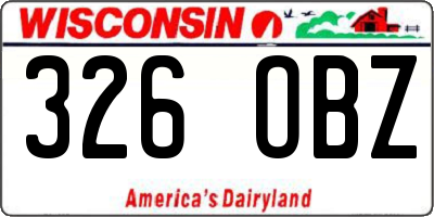 WI license plate 326OBZ