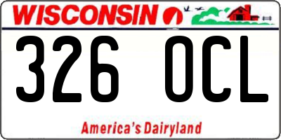 WI license plate 326OCL
