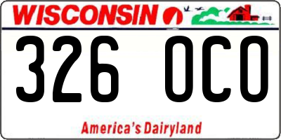 WI license plate 326OCO