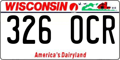 WI license plate 326OCR