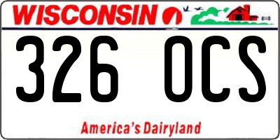 WI license plate 326OCS