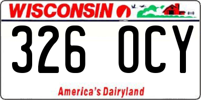WI license plate 326OCY