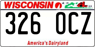 WI license plate 326OCZ