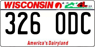 WI license plate 326ODC