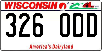 WI license plate 326ODD