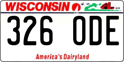 WI license plate 326ODE