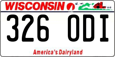 WI license plate 326ODI