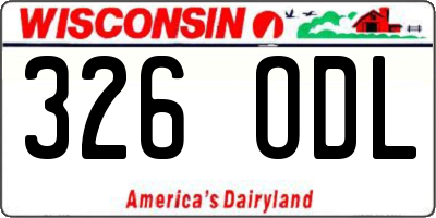 WI license plate 326ODL