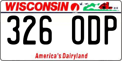 WI license plate 326ODP