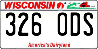 WI license plate 326ODS