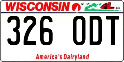 WI license plate 326ODT