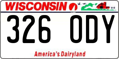 WI license plate 326ODY