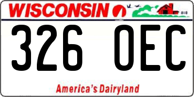 WI license plate 326OEC