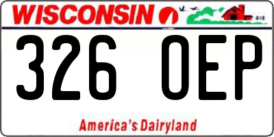WI license plate 326OEP