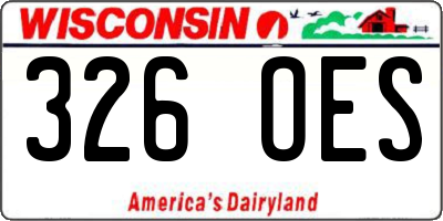 WI license plate 326OES