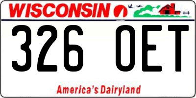 WI license plate 326OET