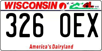 WI license plate 326OEX