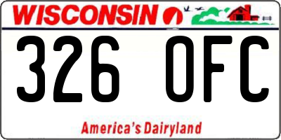WI license plate 326OFC