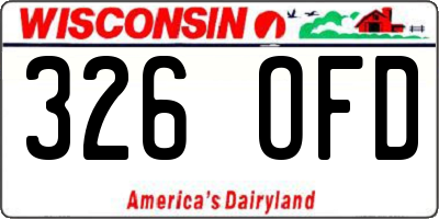 WI license plate 326OFD