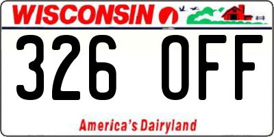 WI license plate 326OFF