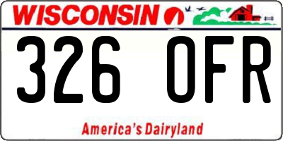 WI license plate 326OFR