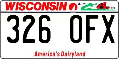 WI license plate 326OFX
