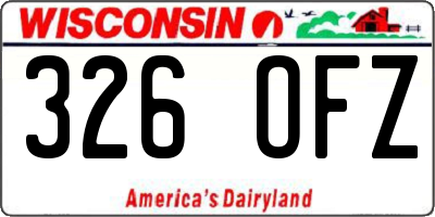 WI license plate 326OFZ