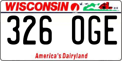 WI license plate 326OGE