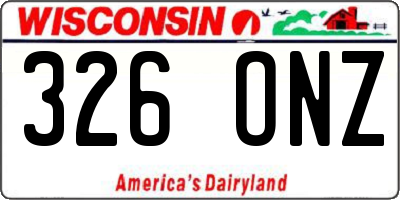 WI license plate 326ONZ