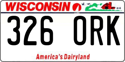 WI license plate 326ORK